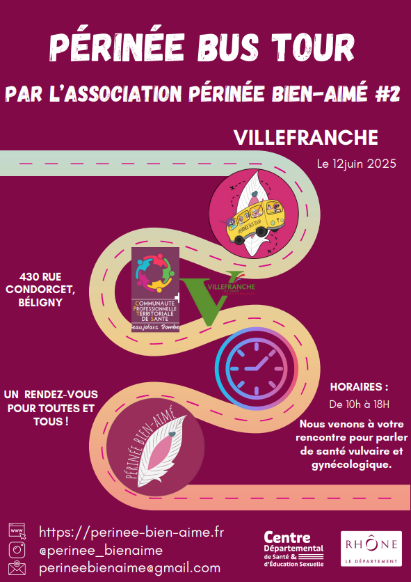 Affiche périnée bus tour 12 juin 10h 18h Béligny - Villefranche