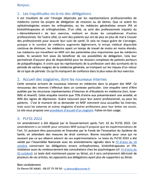 Les nouvelles de Pierre du 2 novembre 2021